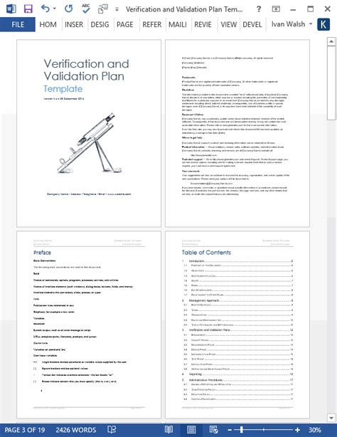 Verification And Validation Plan Template Ms Word Templates Forms 4eb