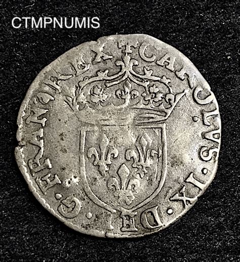 MONNAIE ROYALE CHARLES IX SOL PARISIS ARGENT 1569 M TOULOUSE CTMP