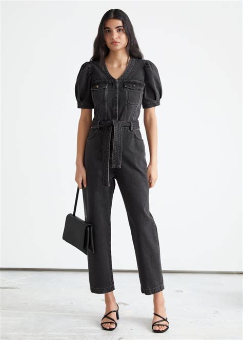 And Other Stories Relaxed Belted Puff Sleeve Jumpsuit Best Denim