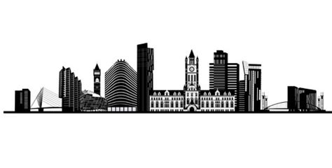 Manchester City Skyline Silhouette Vector Images Over