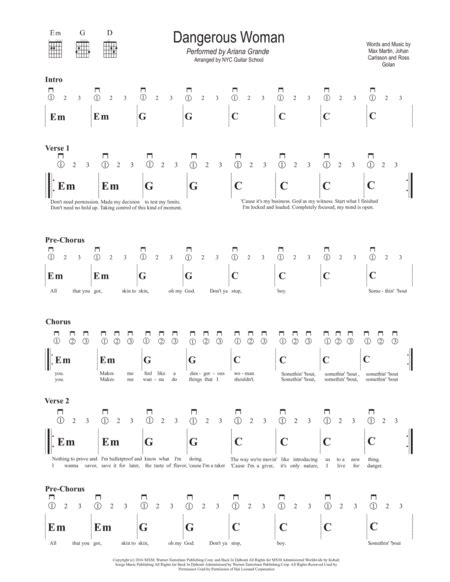 Dangerous Woman Arr NYC Guitar School Par Ariana Grande Partitions