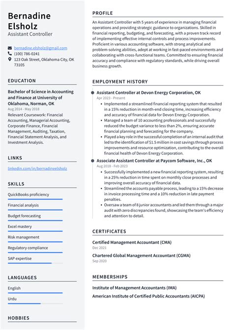 Top 14 Assistant Controller Resume Objective Examples