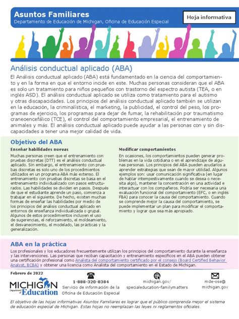 Aba Factsheet Spanish Pdf Espectro Autista Comportamiento