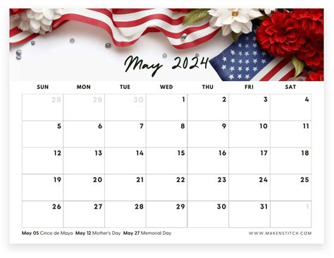 May Calendar Free Printable Makenstitch