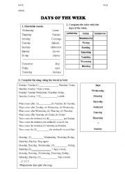 Days Of The Week Esl Worksheet By Raullm