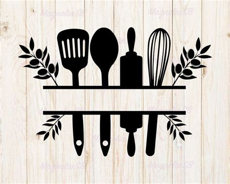 Utensilios De Cocina Split Monogram SVG Cocina Svg Cocina Dividida