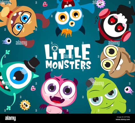 Little monsters vector characters background design. Cute little ...