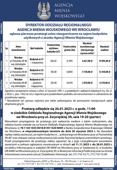 Dyrektor Oddzia U Regionalnego Amw We Wroc Awiu Og Asza Pierwsze