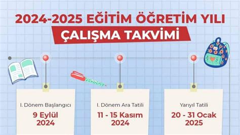 2024 2025 Eğitim Öğretim Yılı Takvimi Yayınlandı