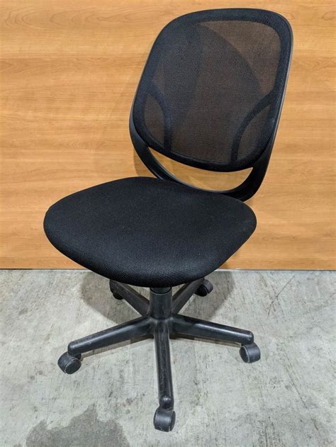 Black Black Mesh Back Rolling Office Chair without Arms