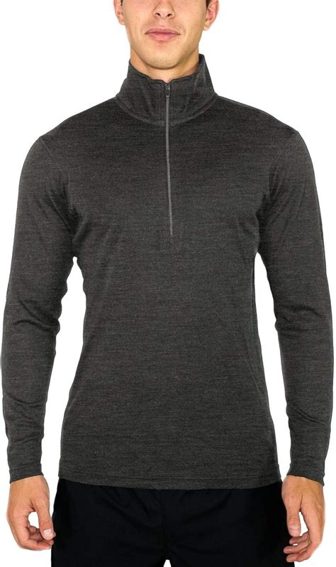 Woolx Mens Merino Wool Base Layer 1 4 Zip Top Midweight NO ITCH