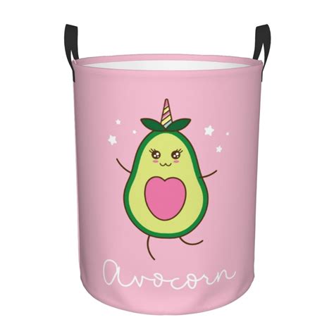 Coaee Cute Avocado Laundry Basket With Handle Waterproof Round