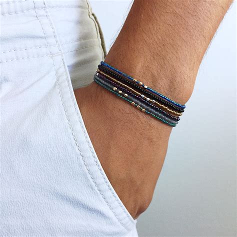 Mens Beaded Bracelet Mens Seed Bead Bracelet Slim Bracelet Etsy