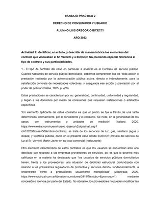 Tp Derecho Del Consumidor Y Del Usuario Los Elementos Que