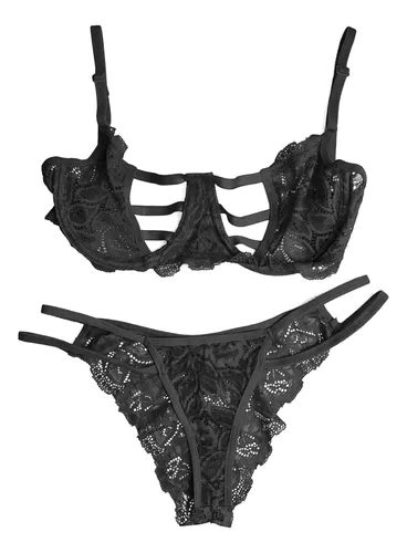 Conjunto Lingerie Sex Sutiã Aro E Tiras Calcinha Rendada MercadoLivre