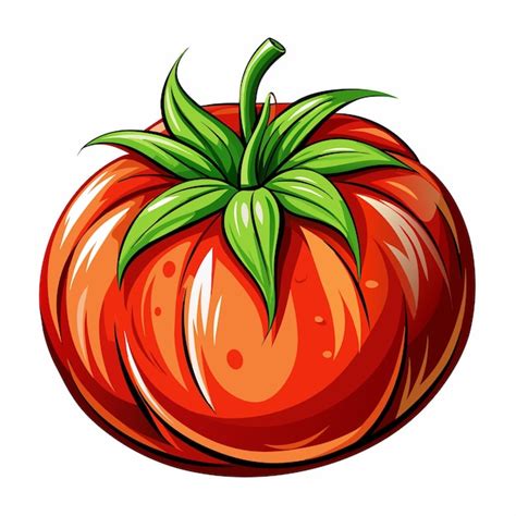 Un Dessin D Une Tomate Avec Une Feuille Verte Dessus Vecteur Premium