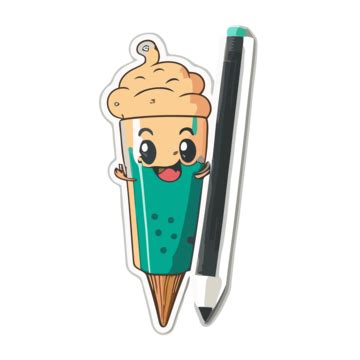 Sticker Kawaii With Ice Cream A Cone With Sprinkles Clipart Vector