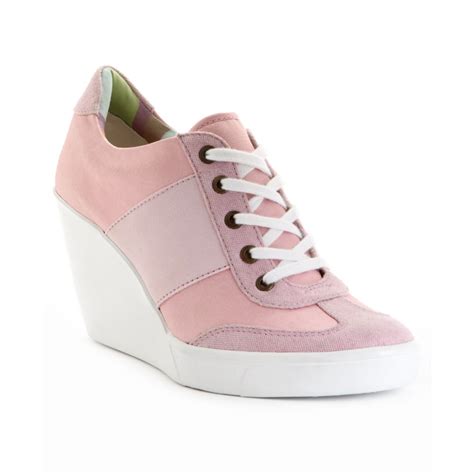 Lyst Nine West Preston Wedge Sneakers In Pink