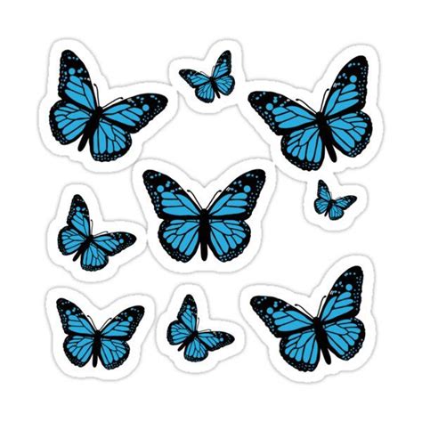 Blue Butterflies Sticker Set Sticker For Sale By Urban Prints