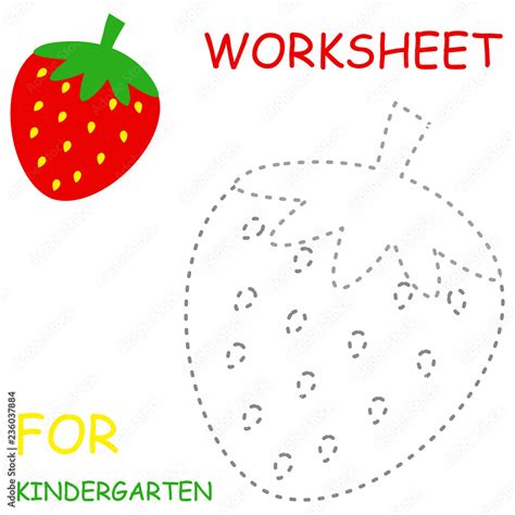 Vecteur Stock Strawberry Coloring Fun And Connect The Dots Worksheet