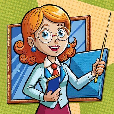 Premium Vector | A cartoon drawing of a teacher holding a book and a ...