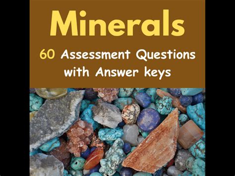 Minerals 60 Assessment Questions With Answers Quiz Test Teaching Resources