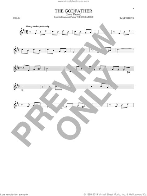 The Godfather Love Theme Sheet Music For Violin Solo Pdf