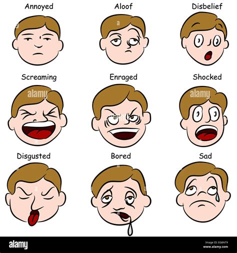 An Image Of A Set Of Facial Expressions Stock Photo Alamy