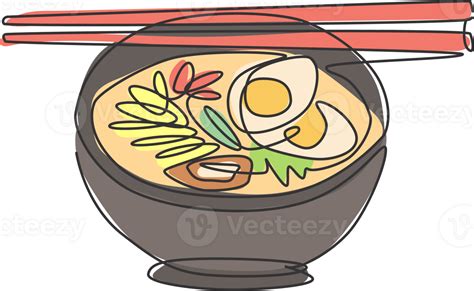 soltero continuo línea dibujo de estilizado japonés ramen logo etiqueta