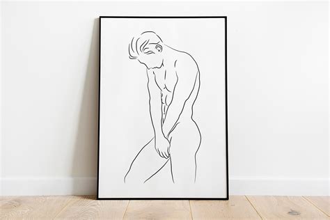 Man Line Art Print Printable Wall Art Line Art Print Line Art Man Gay Art Gay Poster