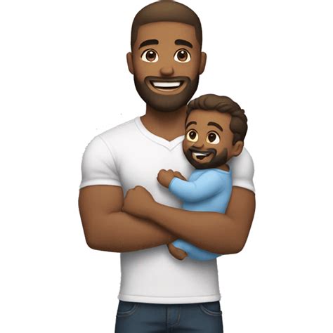 muscular boy  beard smile holding baby emoji ai emoji generator