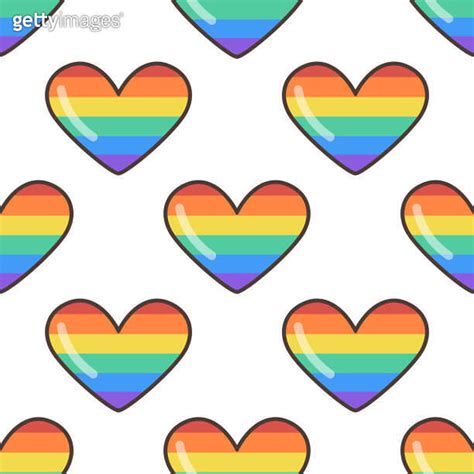 Gbtq Pride Heart Seamless Pattern Heart With Lgbt Pride Rainbow Flag