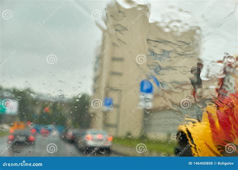 Car Rain Window As Wet Background with Water Droplets Stock Photo ...