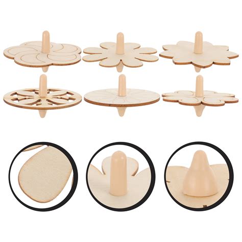 Nuolux 18pcs Wooden Gyro Crafts Diy Drawing Gyro Toy Blank Wood Gyro