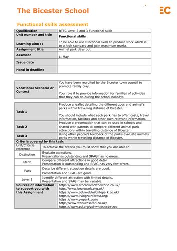 Btec Skills Assessment Teaching Resources