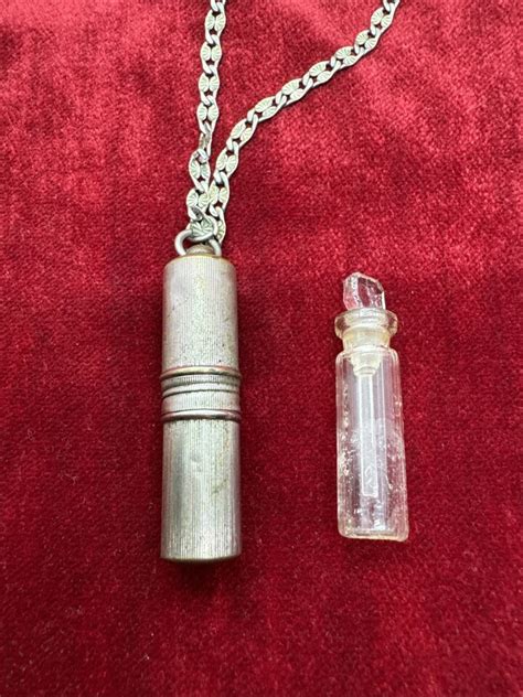 Vintage Silver Tone Perfume Bottle Pendant Holder Necklace Ebay