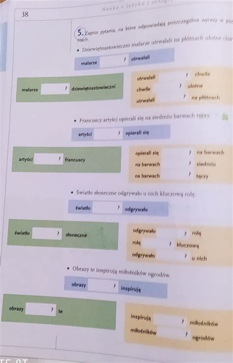 Zapisz Pytania Na Kt Re Odpowiadaj Poszczeg Lne Wyrazy W Podanych