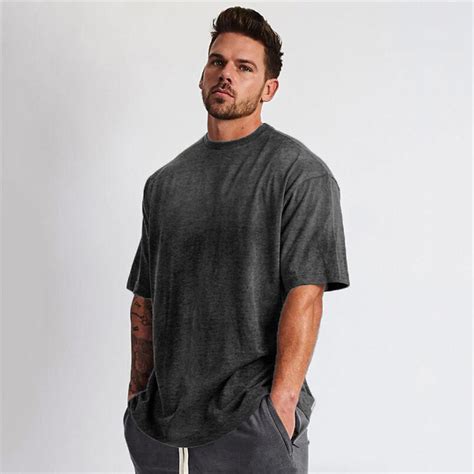 Mens Loose Oversized Fit Short Sleeve T Shirt With Dropped Shoulder