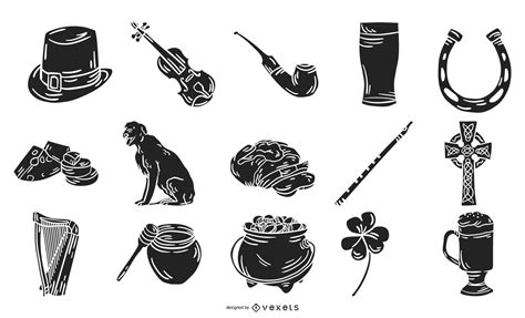 Ireland Elements Silhouette Collection Vector Download