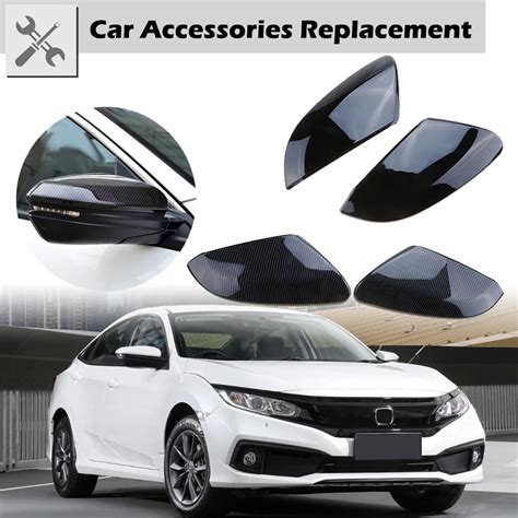 Side Rearview Mirror Caps Black Wing Mirror Cover Fit For Honda Civic