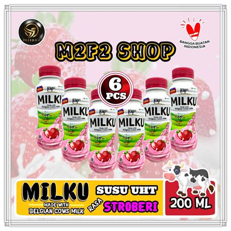 Jual Susu Milku Rasa Stroberi Uht Botol Plastik Pet Ml Kemasan