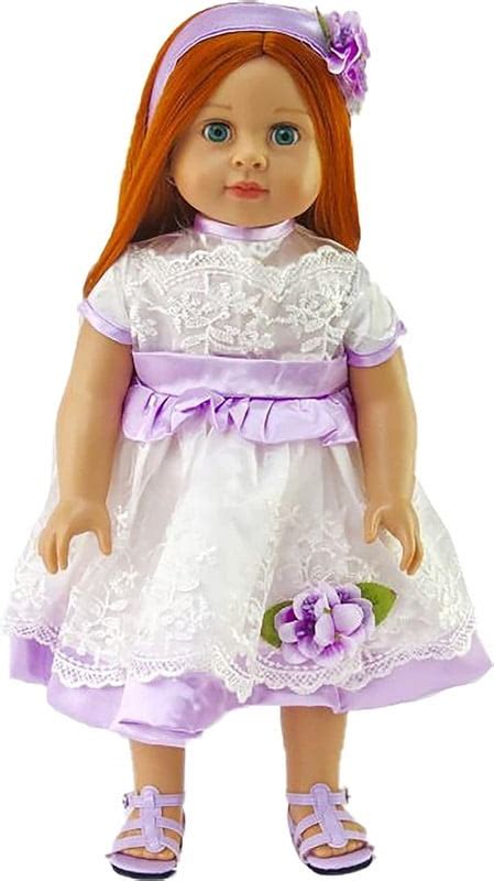 Purple And White Lace Dress With Headband Compatible With 18 American Girl Dolls Madame