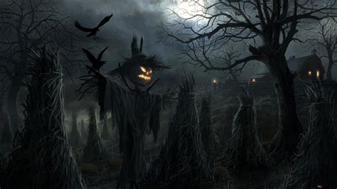 Scarecrow at Halloween Night HD wallpaper download