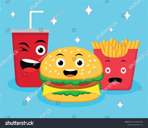 Fast Food Delicious Burger French Fries Stock Vector Royalty Free 2246933663 Shutterstock