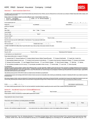 Fillable Online Group Travel Insurance Claim Form By HDFC ERGO Fax