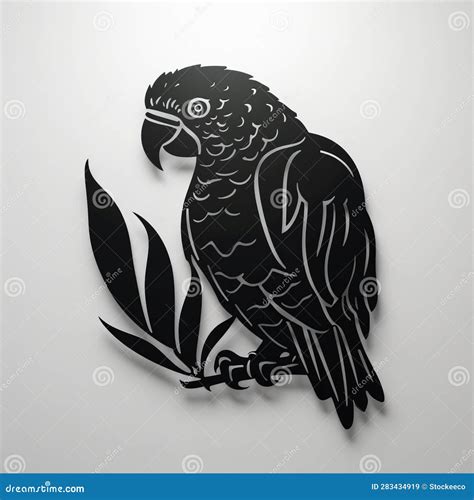 Minimalist Parrot Laser Cut Metal Name Sign Stock Illustration