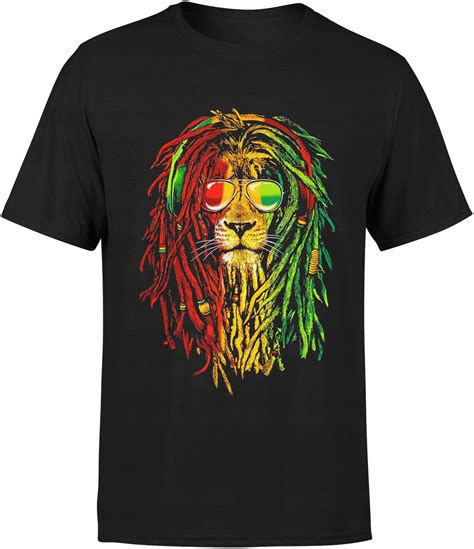 KOSZULKA LEW REGGAE MĘSKA MARIHUANA THC TSHIRT Z NADRUKIEM NADRUK