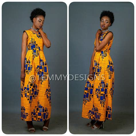 Orange African Maxi Dress African Dress Ankara Maxi Dress African