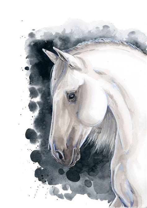 White Horse Watercolor Painting