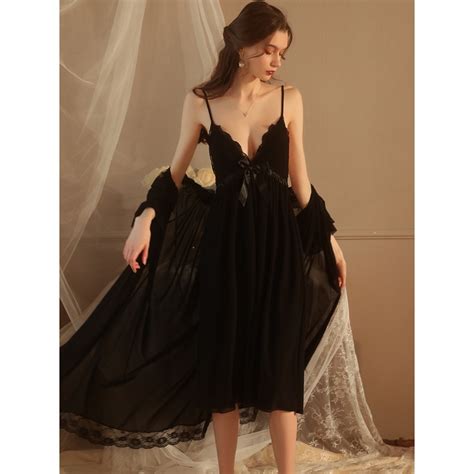 Jual Satu Set Long Dress Baju Tidur Lingerie Wanita Y Shopee Indonesia